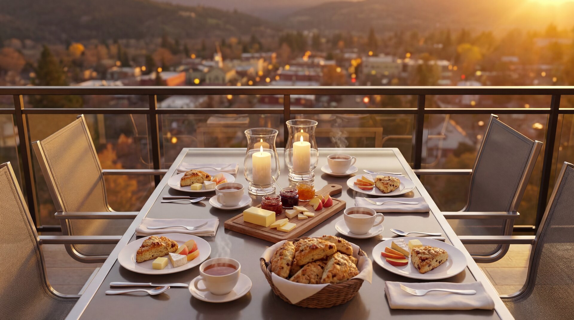 Cranberry scones on Ashland balcony dinner table